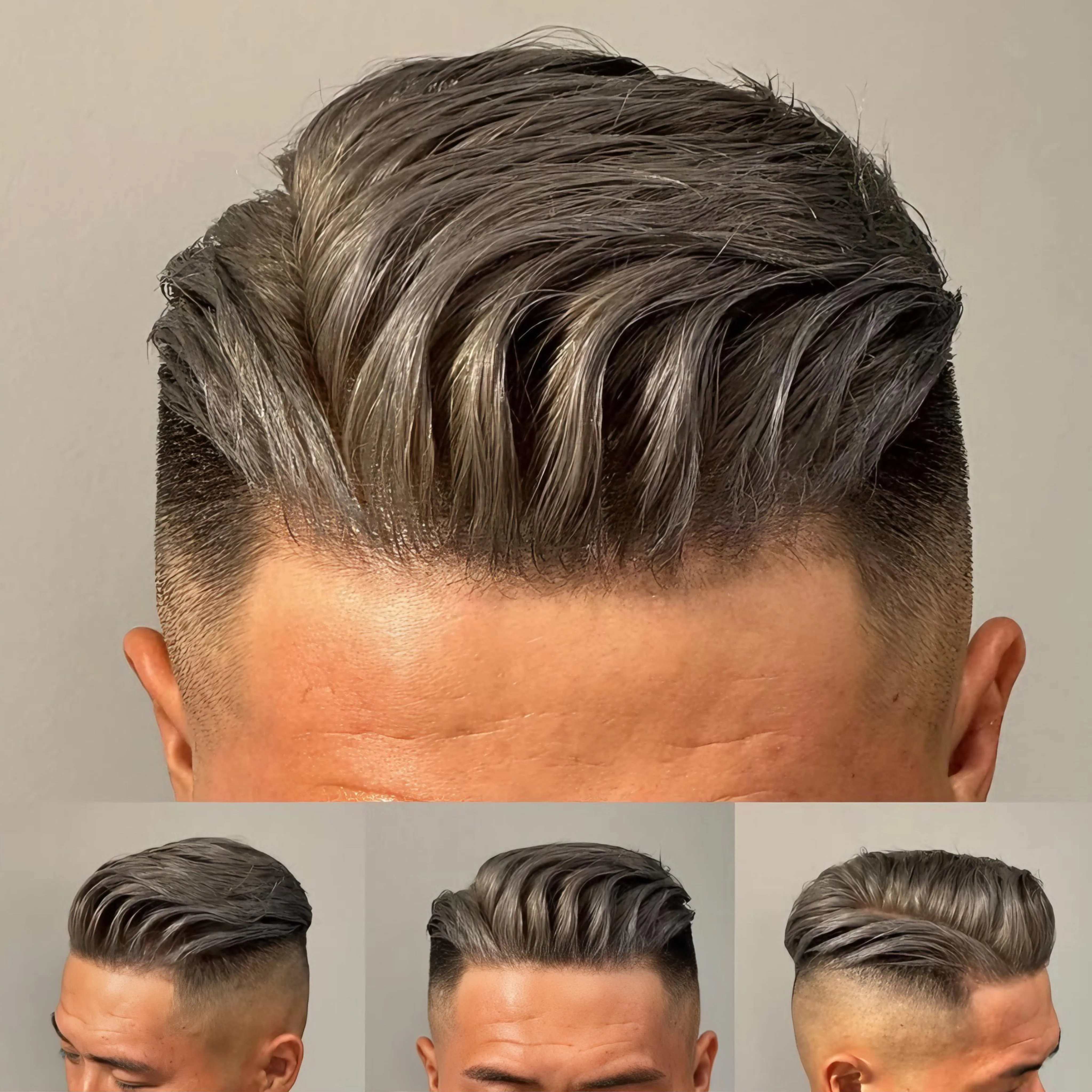 100% شعر بشري هندي شعر مستعار للرجال بني كستنائي مع 10% شعر رمادي 0.02-0.03 مللي متر جلد رقيق للغاية PU شعر بني فاتح شعر مستعار للرجال #2