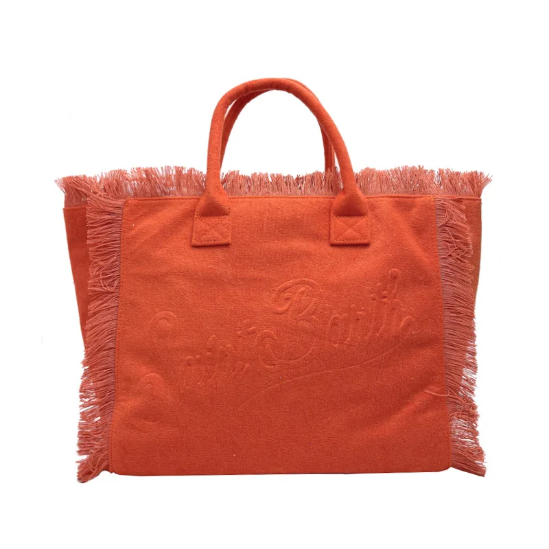 

SAINT BARTH autumn and winter new towel bag women's large capacity casual orange plush bag tassel handbag mommy bag