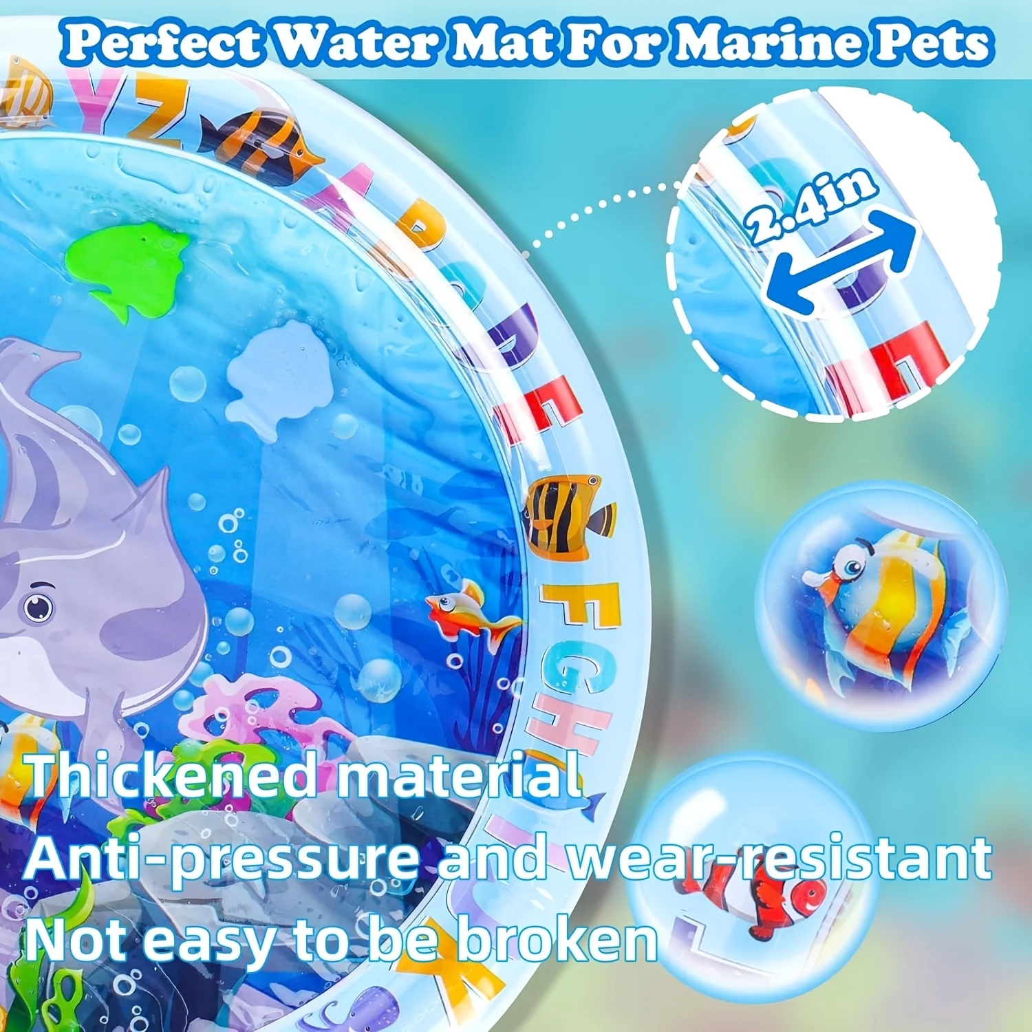 Interactive Cat Play Mat with Floating Fish Design—Made of Splash-proof PVC, Features A Safe Water Source, Helps Relieve Boredom