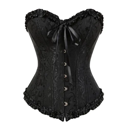 corset de mujer Top de corsé de talla grande para mujer, corpiño Sexy con cordones y cremallera, lencería Floral, Vintage, moda victoriana, negro y rojo, envío directo