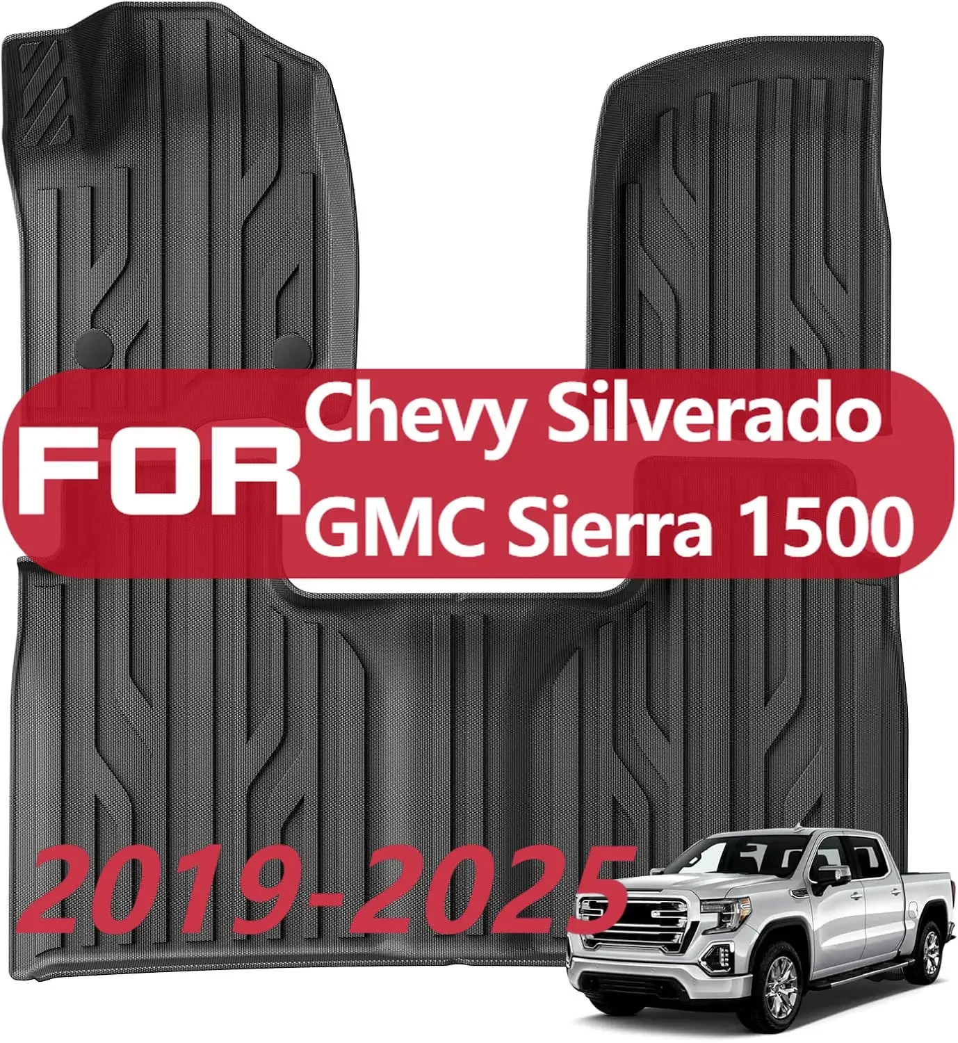 

Коврики для 2019-2025 Chevy Silverado/GMC Sierra 1500 Crew Cab и 2020-2025 2500HD/3500HD Crew Cab (2-яряд с заводским под