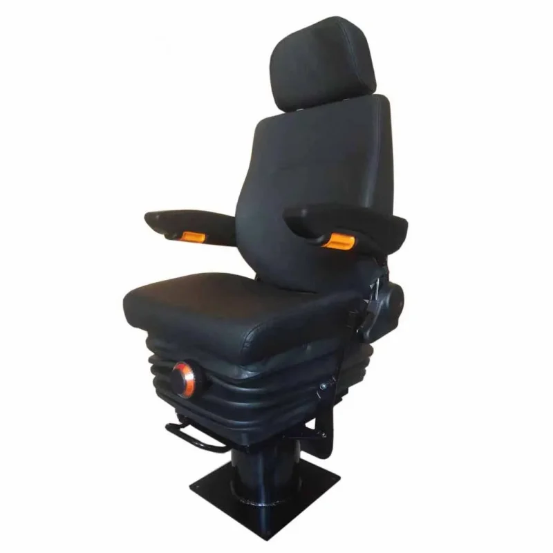 Marine Pilot Seat with Mechanical Suspension - Ergonomic Leather Boat Captain Chair for Commercial & Fishing Vessels