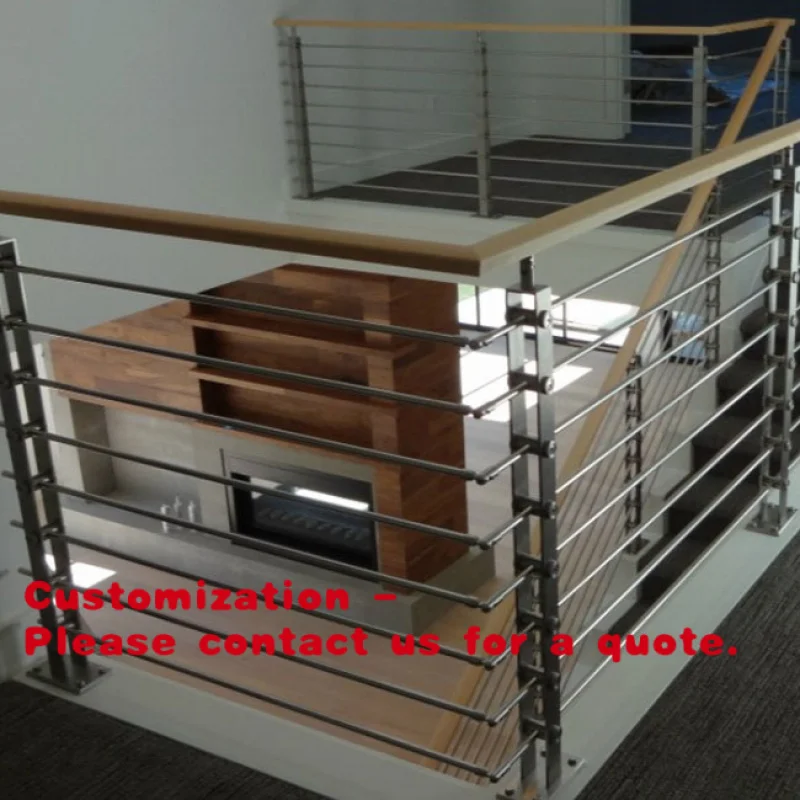 

Customize.House Interior Design Wooden Handrail Stainless Steel Rod Railing