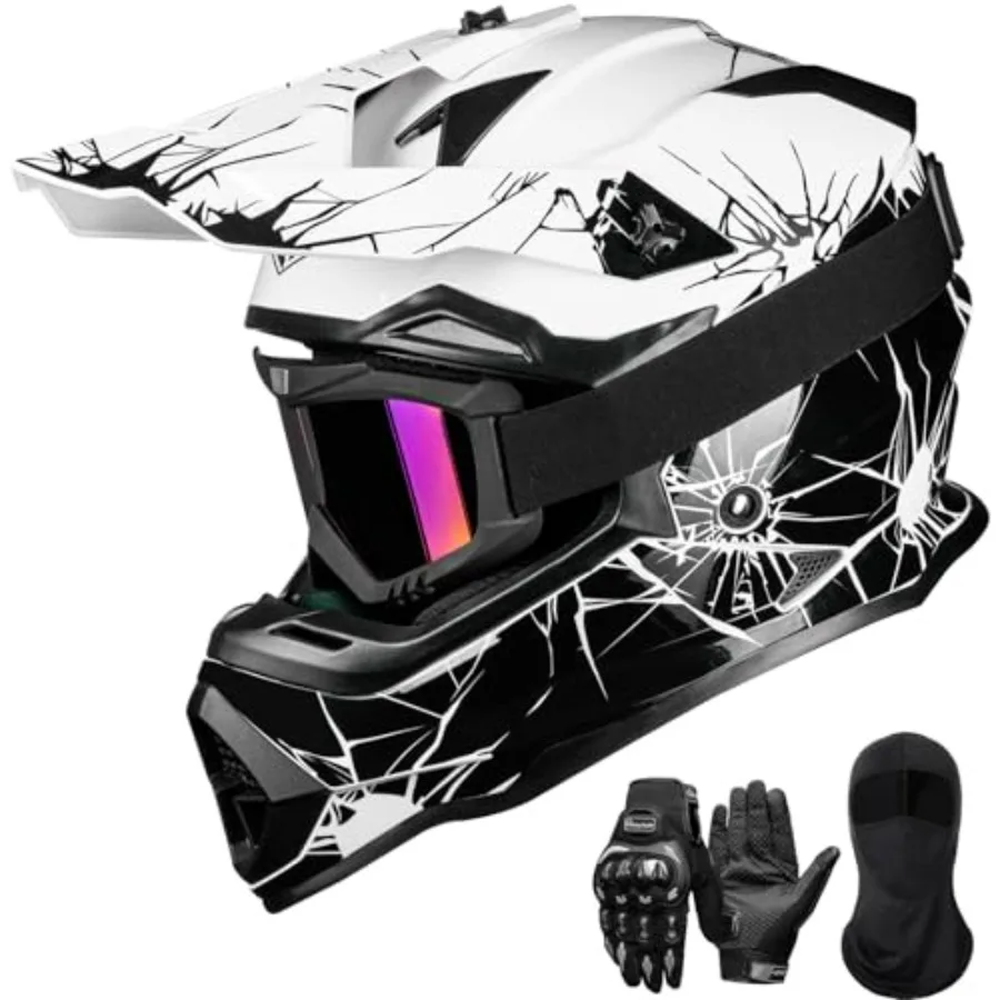 

Adult dirt bike helmet for motocross and off-road use ABS shell in matte black ventilation system and removable liner DOT certi