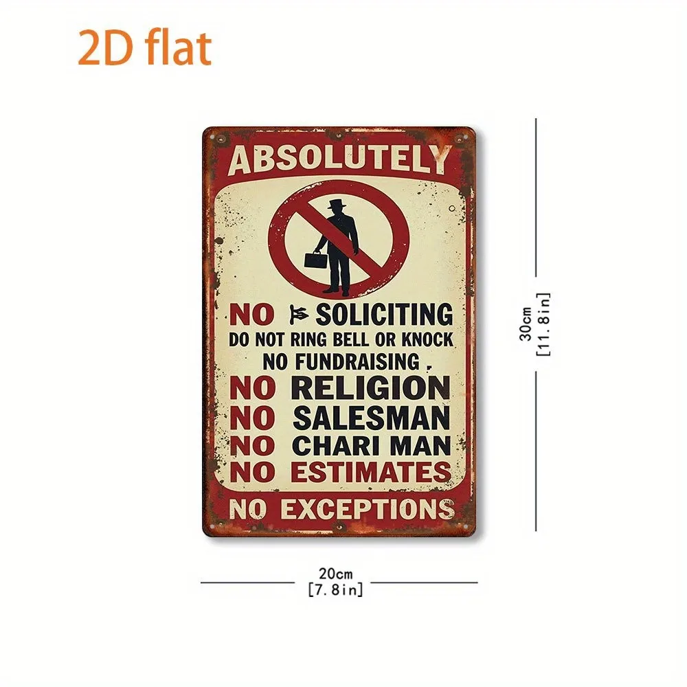 Vintage Metal Sign Retro Anti-Solicitation Tin Sign Wall Decor for Home & Office