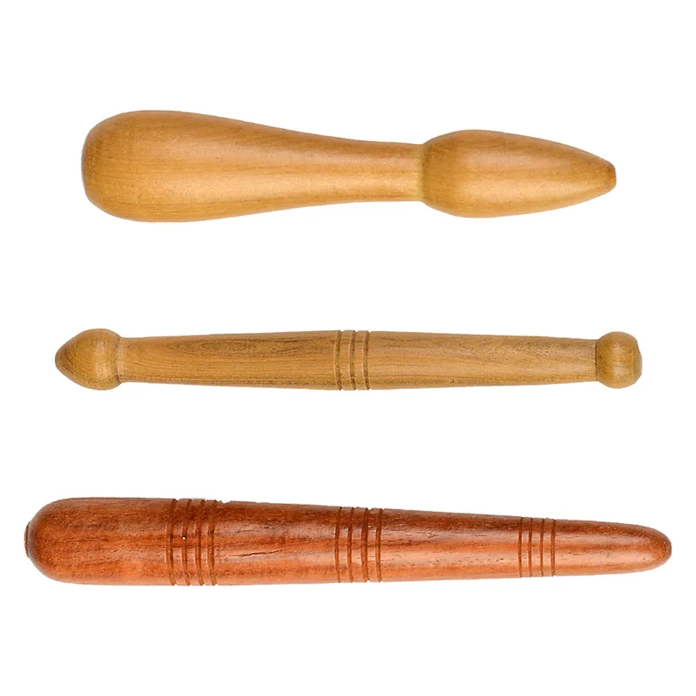 

3 Pcs Red Wood Massager Handcrafted Body Roller Stick for Back Shoulder Neck Legs Feet Acupoint Pressure Tool Portable Spa