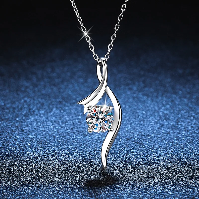 

Luxury 1CT Moissanite Necklace Fashion S925 Sterling Silver Neck Chain Classic Necklaces for Women With Gift Box