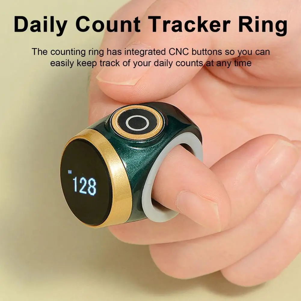 Count Tracker Ring Waterproof Electronic Tally Counter with Adjustable Digital Display Rechargeable Time Reminder for Easy