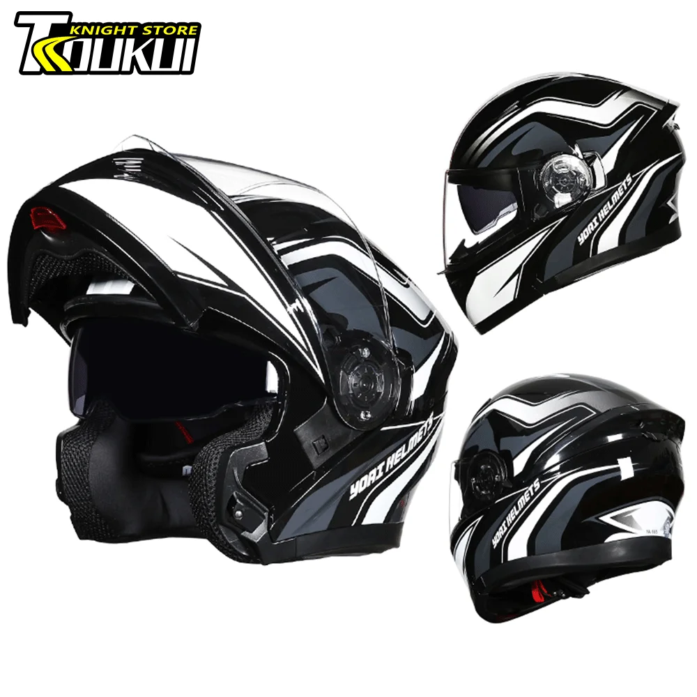 

New Helmet Motorcycle Modular Moto Helmet Detachable Open Face Full Face Helmet Breathable Off-road Motocross Helmet Four Season