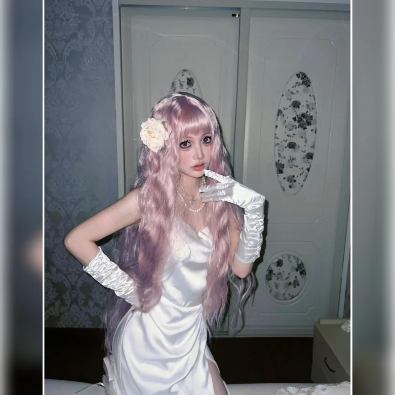 Anime nana serizawa layla peruca cosplay lolita meninas rosa longo cabelo encaracolado resistente ao calor perucas sintéticas halloween carnaval prop