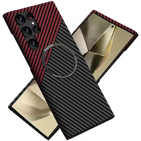 Ultra Slim Carbon Fiber Magnetic Case for Magsafe Samsung Galaxy S25 S24 S23 Ultra S22 S21 Plus S25+ S24+ Mac Safe Matte Cover