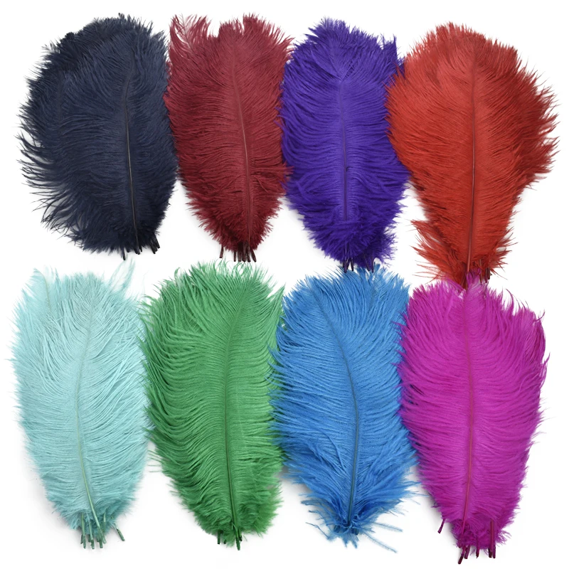 10Pcs Colorful Ostrich Feathers for Crafts Plumes Decoration 25-30CM 10-12