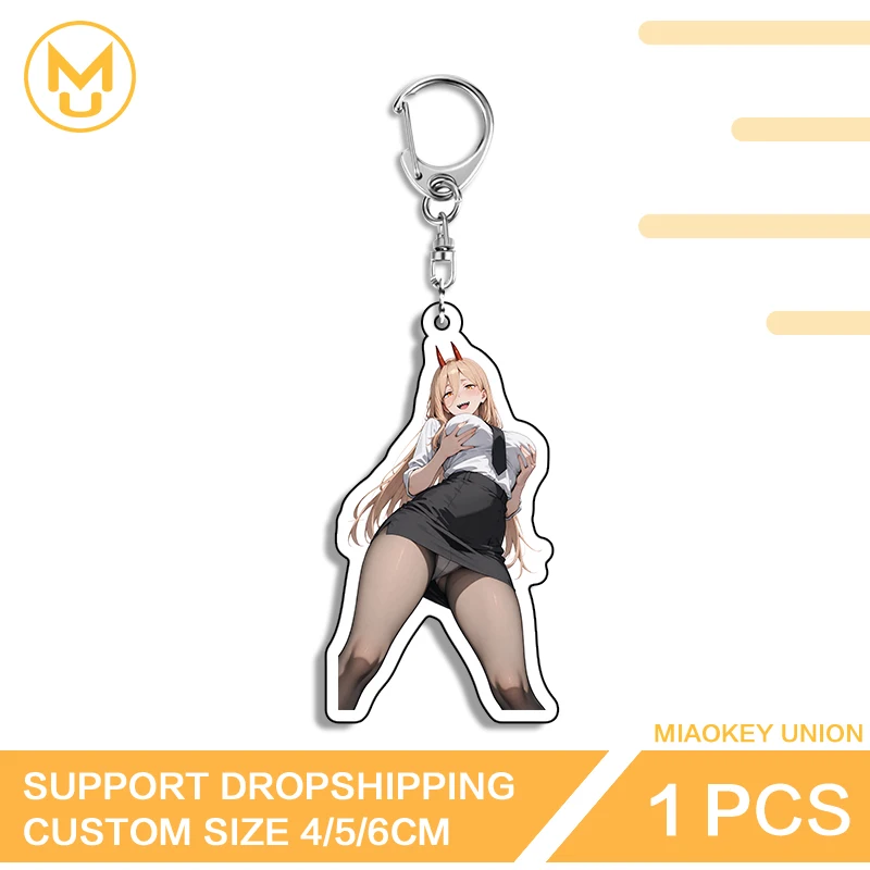 Ahegao Big Breasts Power Advance Guard Innovative Glaring Edgy Double Sided Key Chains Simulated Waterproof Trendy Jewelry