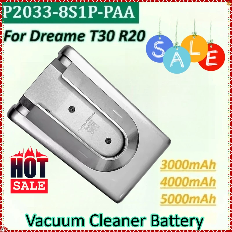 

P2033-8S1P-PAA 29.6V 5000mAh Vacuum Cleaner Battery for Dreame T30 R20 Cordless Rechargeable Removable Cordless Extra Battery