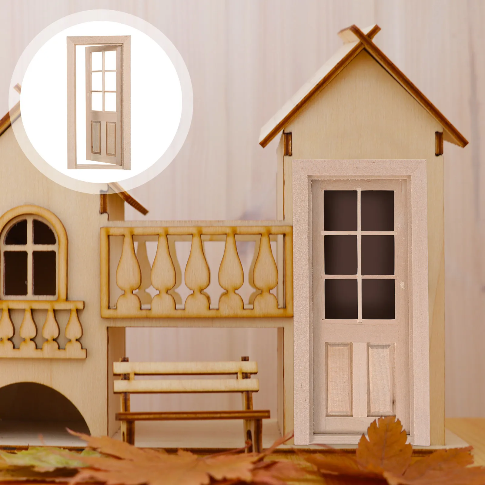 

Miniature Door for DIY Dollhouse Accessories Unpainted Realistic Mini Furniture Ornament Pretend Play Mini Dollhouse Decor