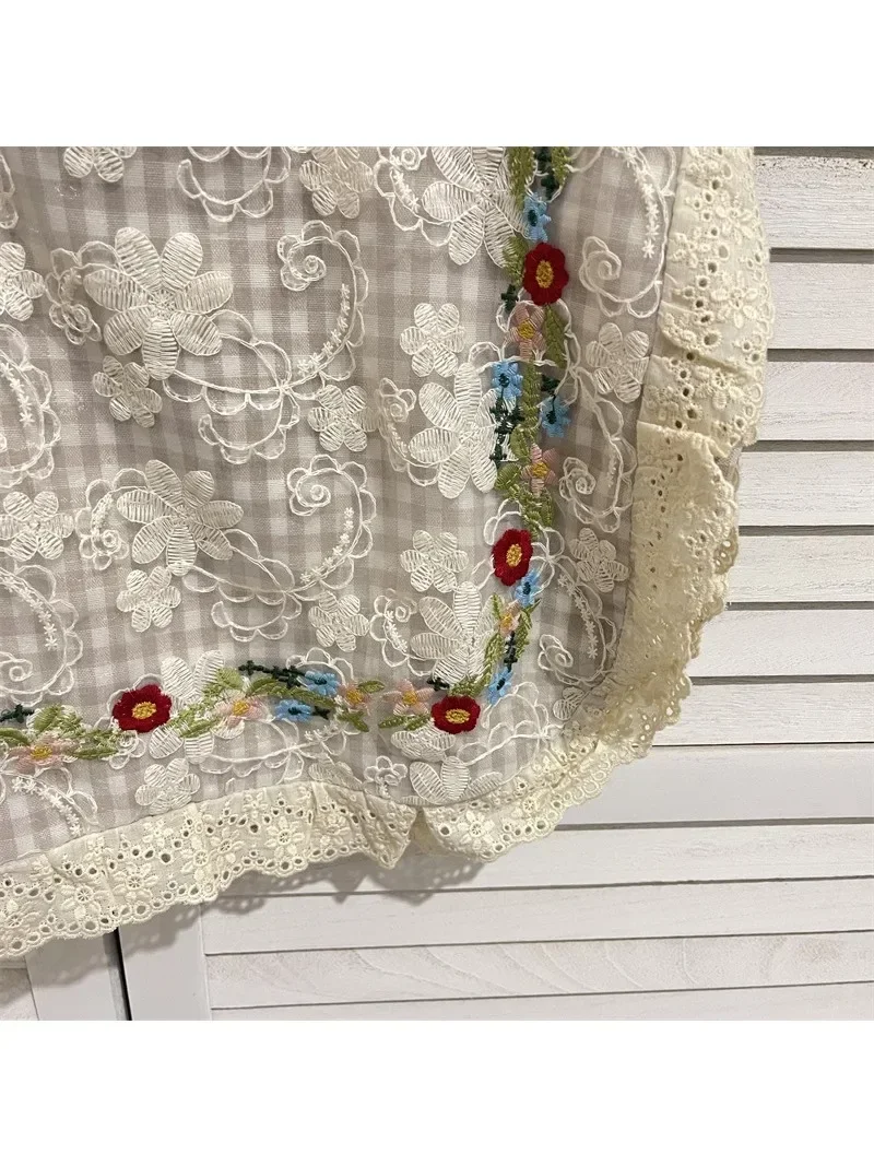 المرأة خمر منقوشة الدانتيل والتطريز حقائب كتف واحدة حقائب اليد النسائية لينة الأزهار القطن حقيبة سعة كبيرة