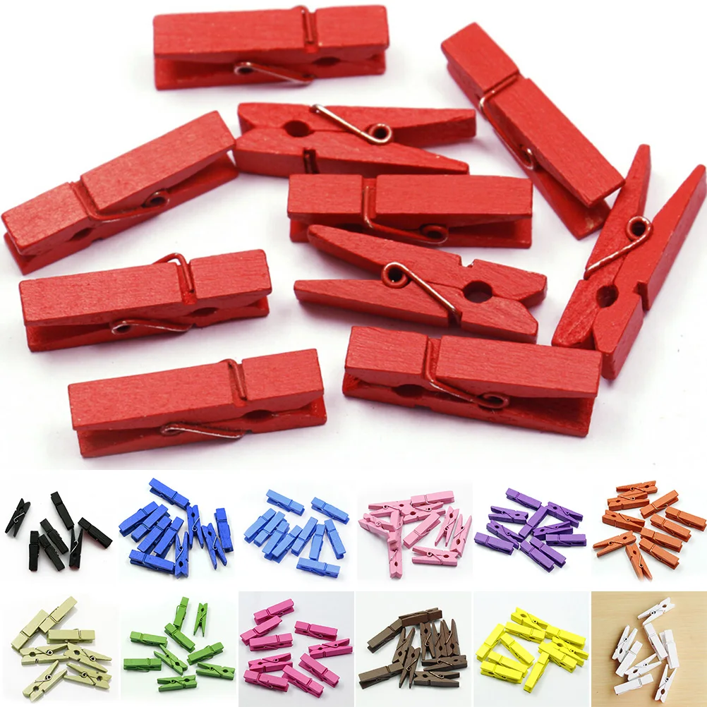 20PCS Wholesale Very Small Mine Size 35mm Mini Natural Wooden Clips For Photo Clips Clothespin Craft Decoration Clips Pegs