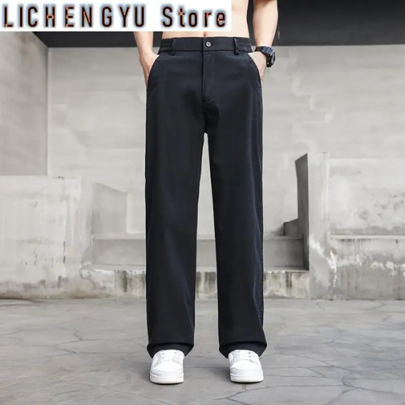 Men'S Casual Straight Tube Pants Spring/Summer 2025 Loose Drooping Ice Silk Ultra-Thin Wide-Leg Pants