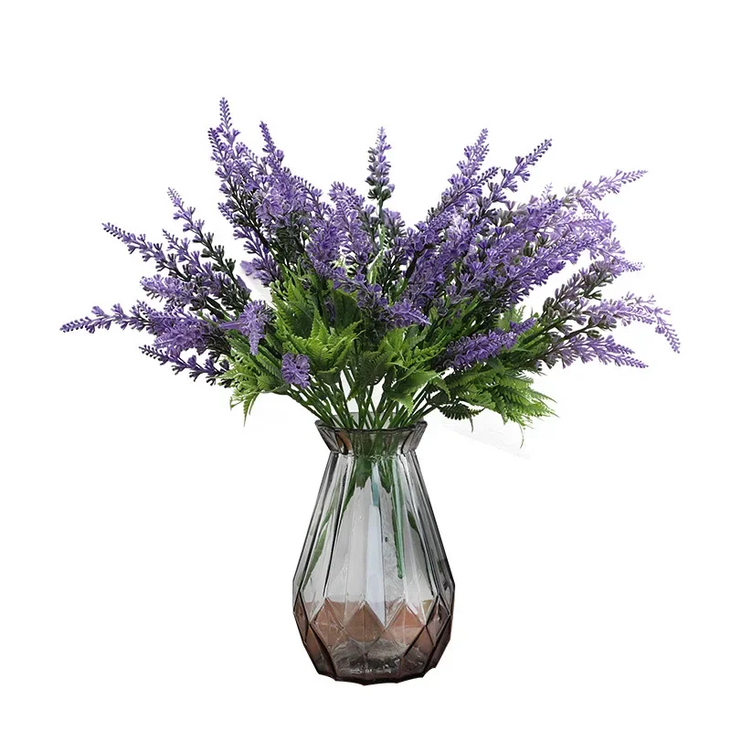 5pcs Simulation Flowers Plastic Purple Lavenders Branch Floral Garden Decor Artificial Lavender Fake Flower Balcony Decoration