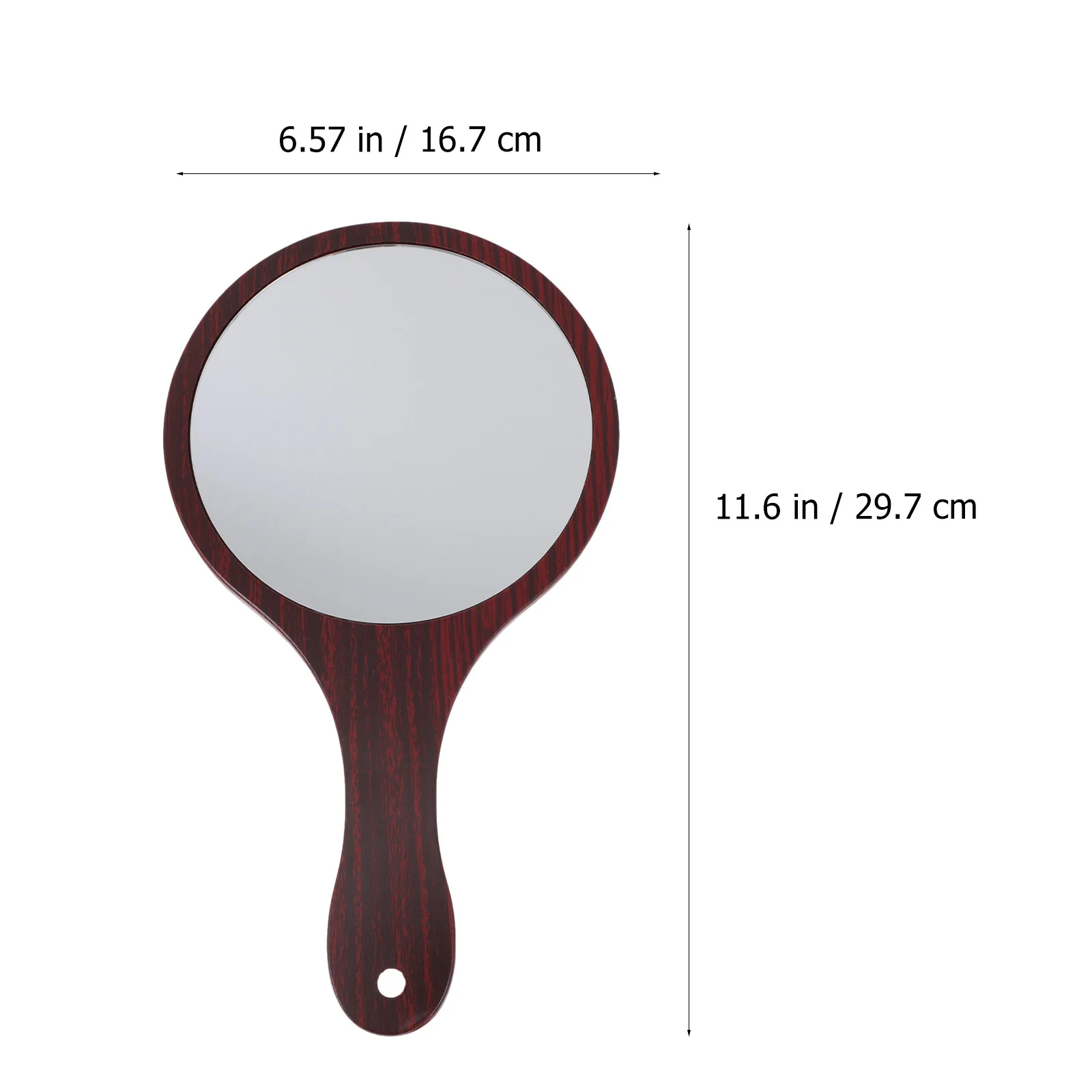 1Pcs Wooden Handle Makeup Mirror Retro Scratch Resistant Handheld Portable Lightweight Vanity Mirror for Travel Use