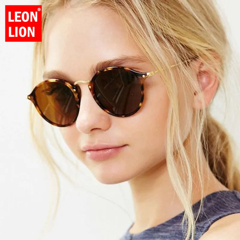 LeonLion Round Retro Sunglasses Women Fashion Womens Sunglasses Brand Designer Glasses For Women Mirror Oculos De Sol Feminino