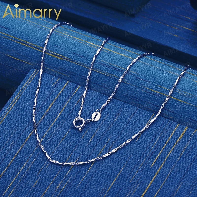 925 Sterling Silver Simple Glossy Twisted Piece Necklace 18 Inches Women's Party Banquet Engagement Wedding Fashion Jewelry