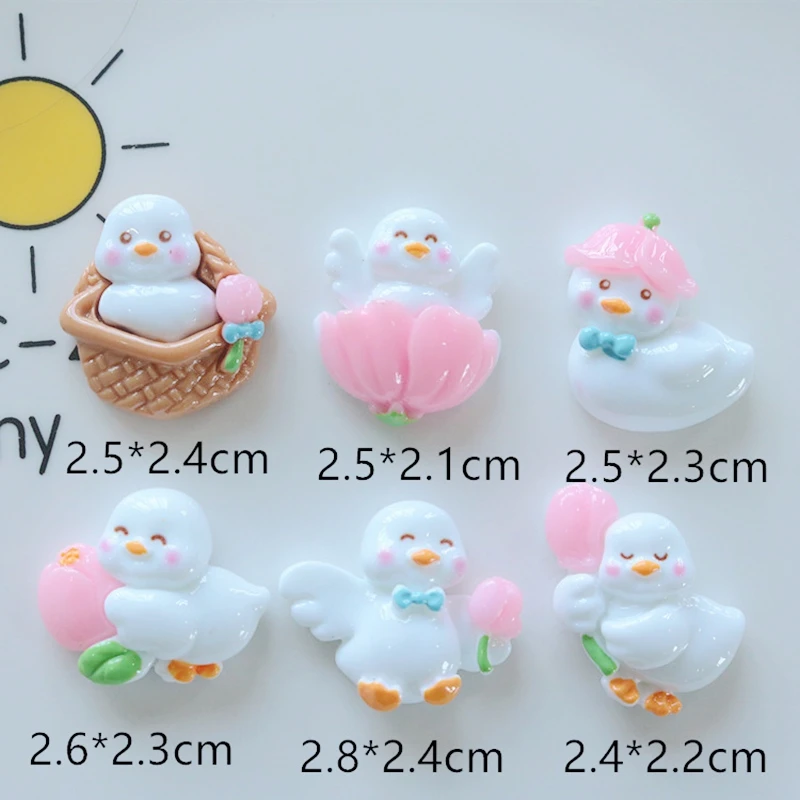 10Pcs New Cute Resin Mixed Little Swan Duck Series Flat Back Fit Phone Deco Parts Embellishments For Hair Bows Accessories view 2