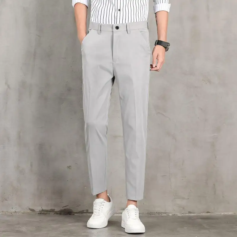 

Men's 9-Inch Business Casual Suit Trousers - 2026 Trendy Lightweight Stretch Formal Dress Pants for Office & Daily Wear Bottoms