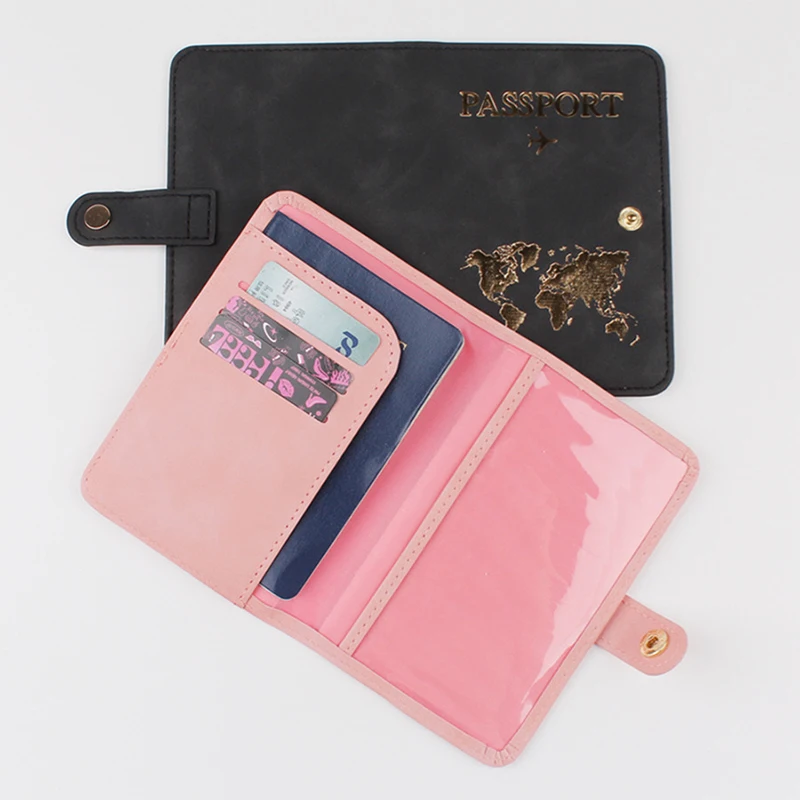 Leather Passport Holder Covers Case Waterproof Travel Credit Card Wallet Cute Passport Book For Women/Men Buckle Passport Cover