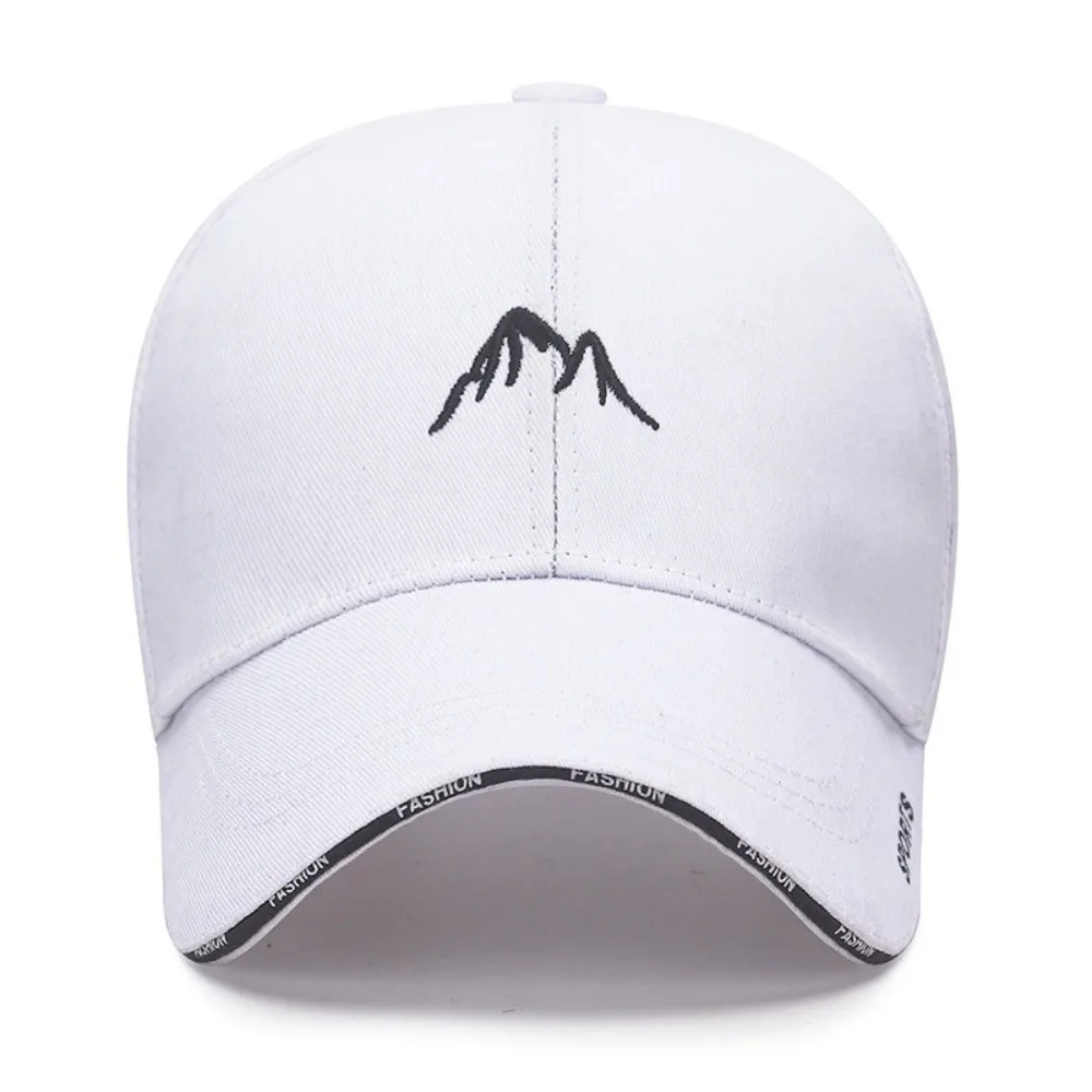 Mountain Range Embroidery Embroidered Baseball Cap Breathable Wide Brim Sun Hat Solid Color Adjustable Sunscreen Hat