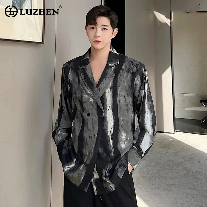 

LUZHEN Long Sleeve Shirts Trendy Tie-dyed Elegant High Quality Men's Clothing Luxury Original Personalized Handsome Tops LZ5397