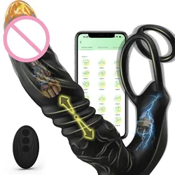 SENSIVO-App Control Massageador de próstata para homens Vibradores em forma de vibrador, anel duplo de silicone, brinquedos sexuais anais adultos para casais gays