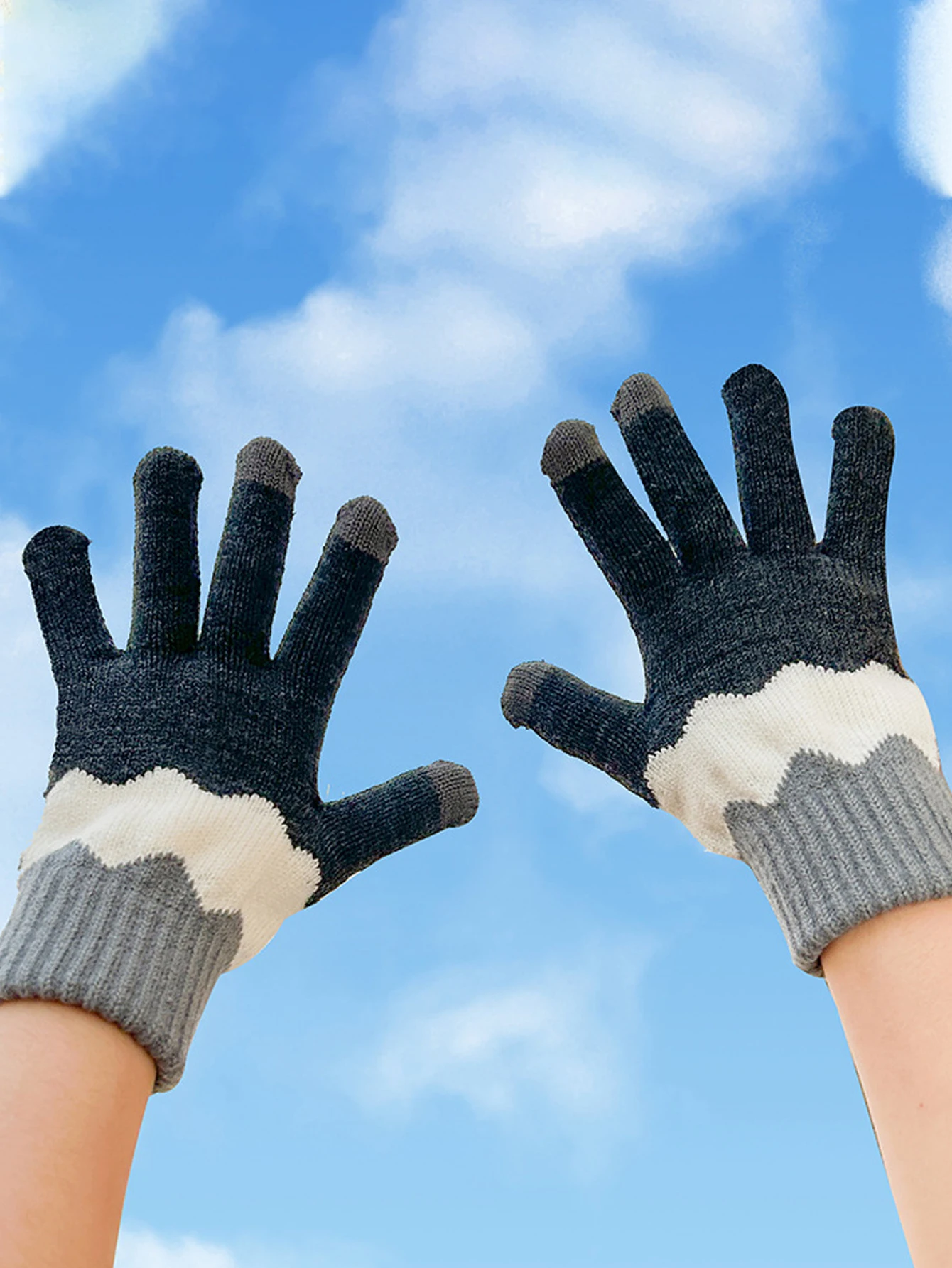 Winter Gloves with Warmth and Thick Velvet for Men and Women, Knitted Yarn, Touch Screen, Cycling Gloves
