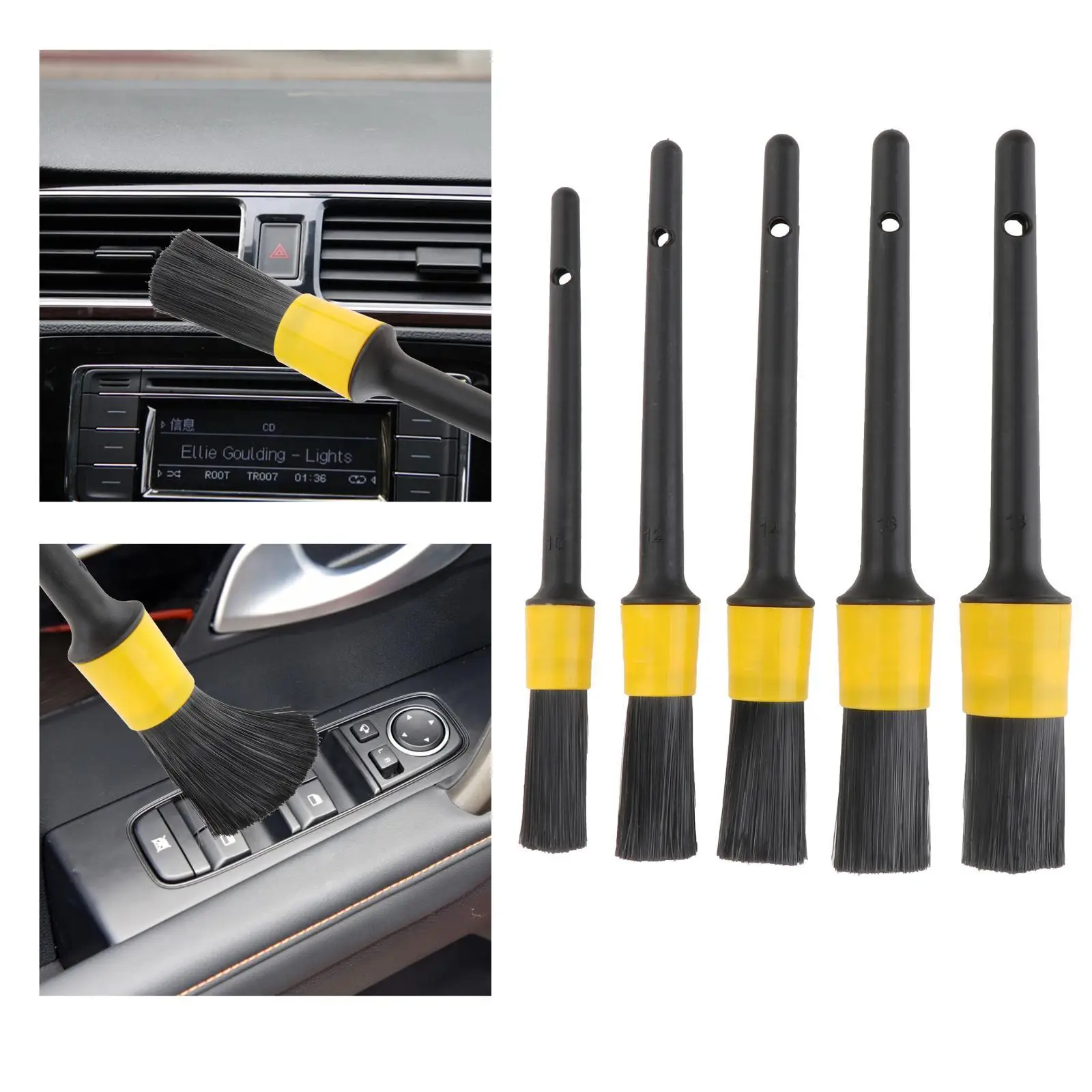 5 Pieces Car Detailing Brush Set Use Soft Bristles Cleaning Brushes Fit for Cleaning Interior Engine Washing Grille