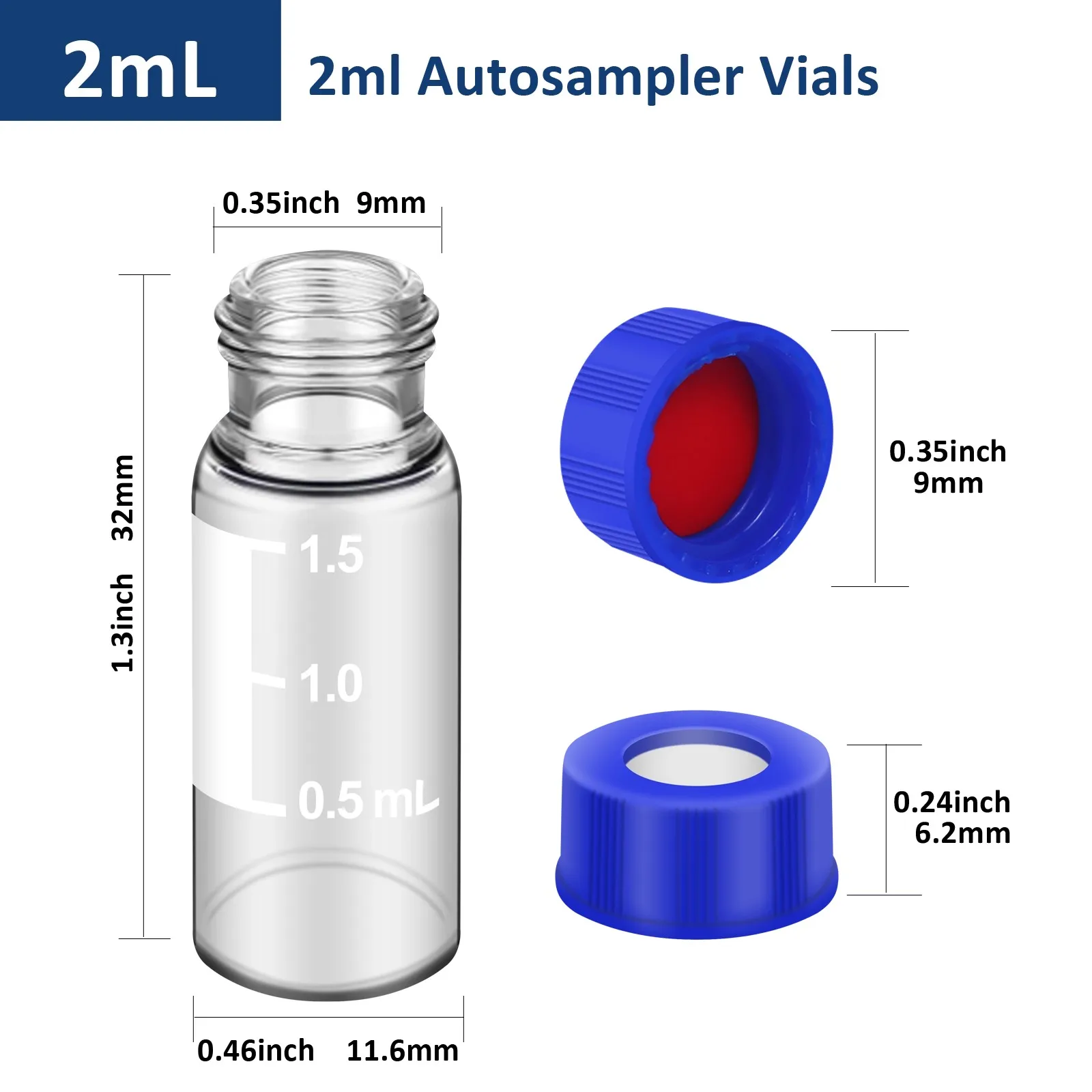 DXY 1.5mL HPLC Lab Sample Vials with Screw Caps, Clear & Amber Glass Bottles for Chromatography Analysis