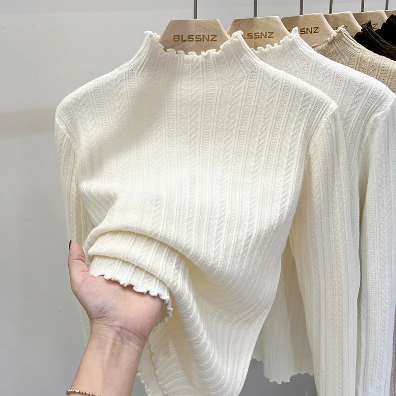 Winter Season New Sle Knitted Sweater Wooden  f High Collar Base Layer White Sweater Women's Faion Premium Quali