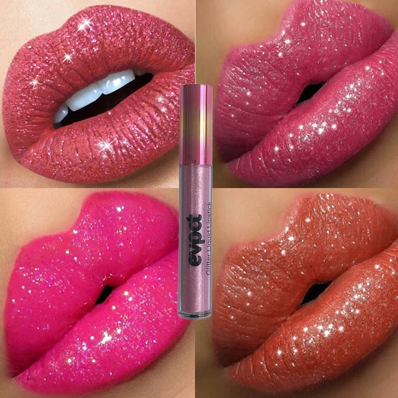 Waterproof Diamond Shimmer Glitter Lip Gloss 18 colori Matte Glitter Liquid Lipstick Diamond Pearl color Lip Gloss Sexy Make Up