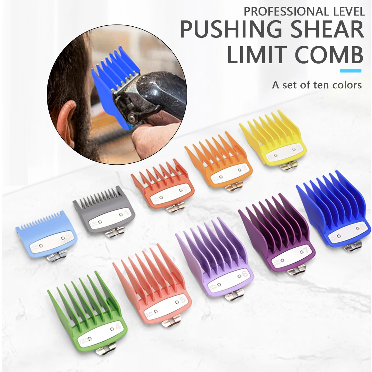 

10Pcs Universal Hair Clipper Guards Barber Trimmer Attachment Limit Combs Replacement Set Professional Barber Accessories