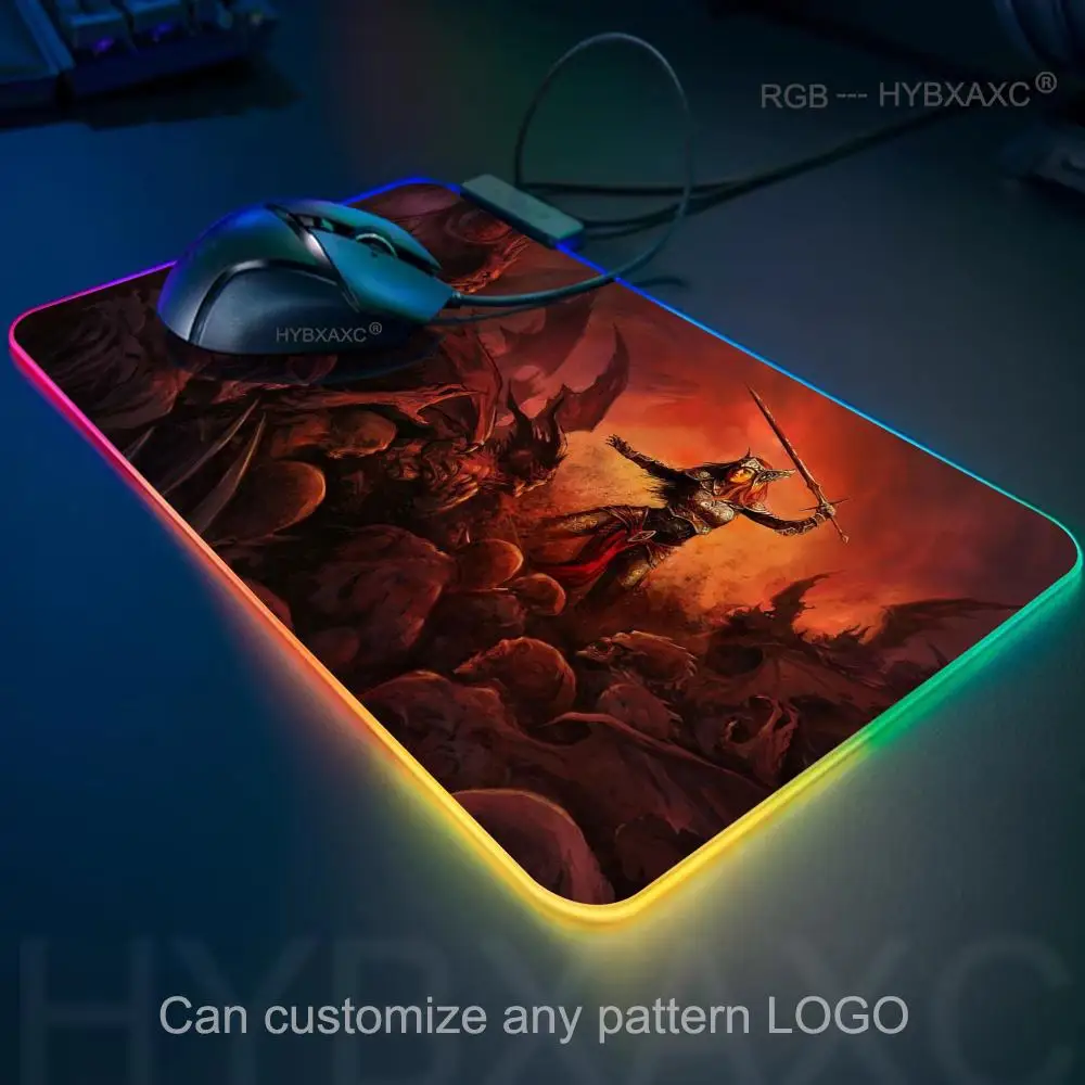 B_baldur's G_gate 3 Xxl Mouse Pad XXL HYBXAXC Mouse Pad RGB Gaming Mouse Pad Desk Mat HD Gamer Large LED Light XXL