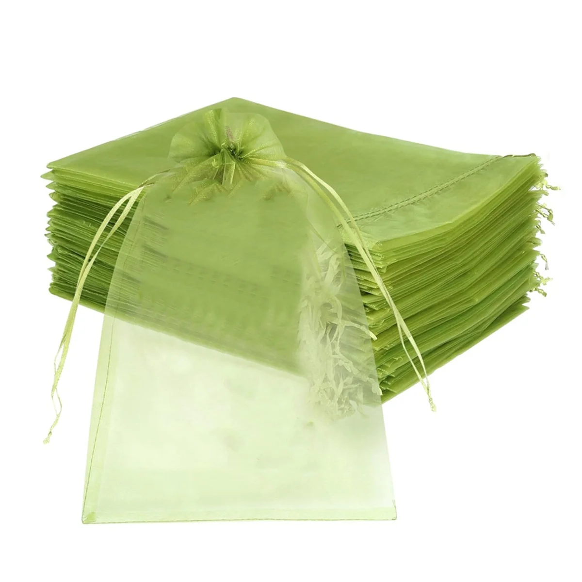 

100Pcs Fruit Protection Bags (8X12 Inches) Green Mesh Lid Bag Drawstring Mesh for Fruit Protection Vegetable Garden