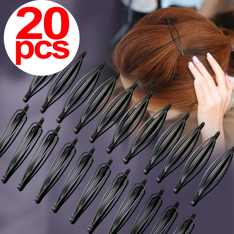 1/20pcs Women\'s BB Barrettes Bobby Pin Metal Black Hairpins Snap Headband Hair Clips Girl Hairgrip Fix Hair Styling Accessories