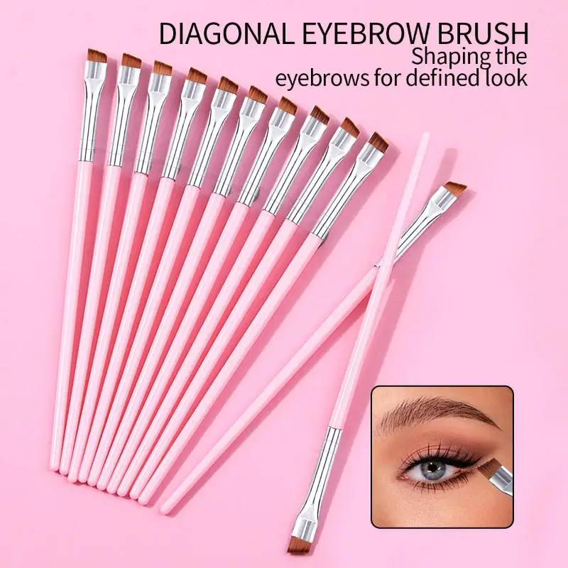 12pcs Ultra-Thin And Fine Blade Eyeliner Brush, Eyebrow Brush For Precise Outlining Of Eye Makeup Details, Portable Makeup Brush
