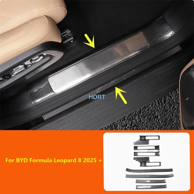 Car Styling Door Sill Threshold Scuff Plate Welcome Pedal Rear Trunk Guard Cover Accessories For BYD Formula Leopard 8 2025 +