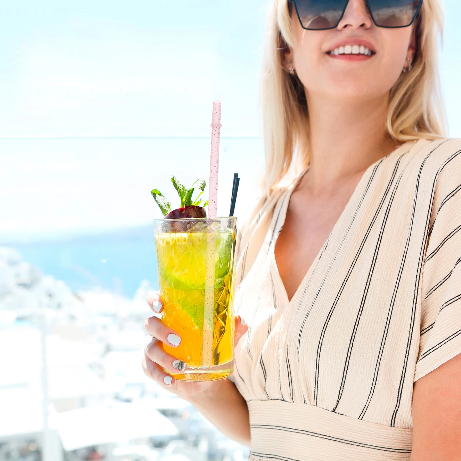 

25 Pcs Colorful Straw Set Mojito Straws Colored Drinking Reusable Thicken Smooth Plastic Soda