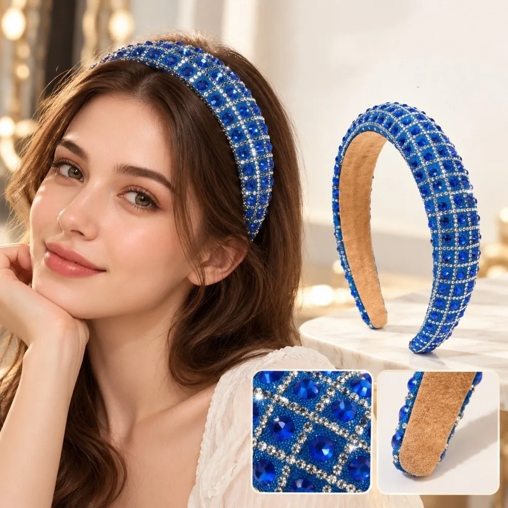 Ladies Shiny Rhinestone Headband Rhinestone European Wide Hairband Handmade Hair Accessories Party Prom Women Headband Headwear