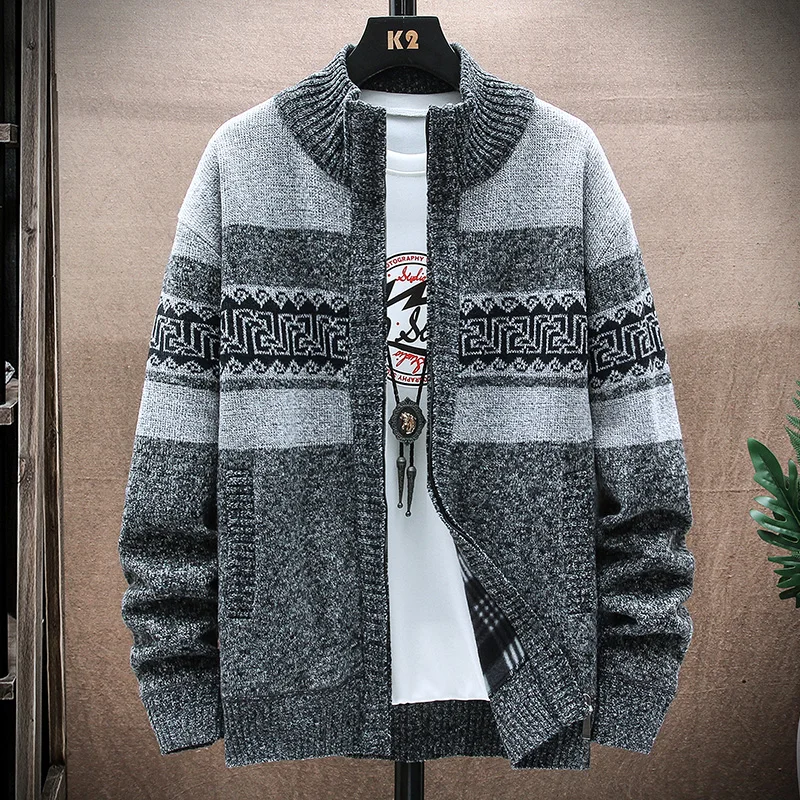 Trui Mannen Herfst Winter Warme Dikke Gebreide Vest Mode Casual Hot Selling Ademend Opstaande Kraag Breien Trui Mannen