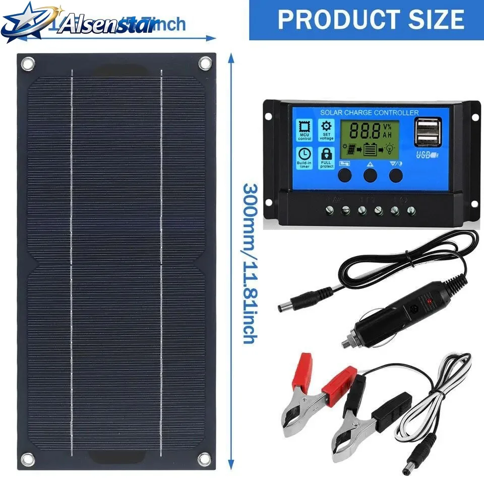 

Monocrystalline Solar Panel Kit 6W 60W 600W With 10A Charge Controller Waterproof Portable RV Car Caravan Camping Off Grid