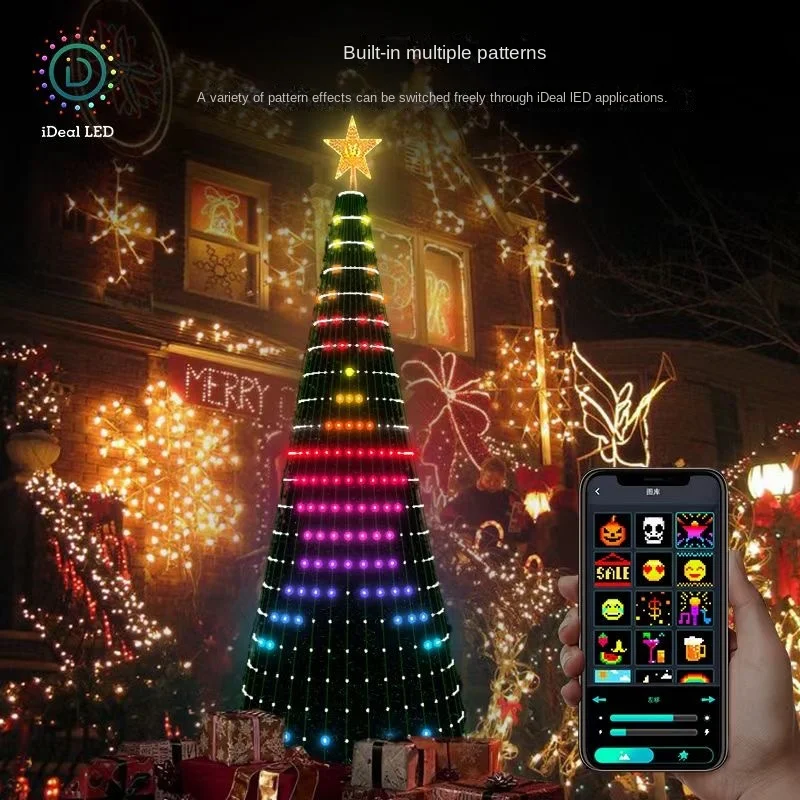 WS2812B Tuya Karangan Bunga Pohon Natal Pintar Lampu Tali Peri LED Aplikasi Remote Control Tampilan Gambar DIY Pesta Pernikahan Luar Ruangan