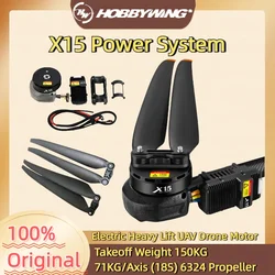 Hobbywing X15 Combo Heavy Lift 72kg/rotor Max Thrust 15623 45KV 18S 60KV 6324 Propeller for Drone Aircraft 150kg UAV Accessories