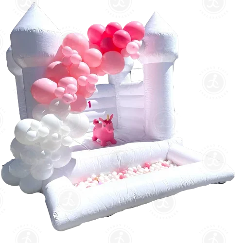 

Outdoor Garden Inflatable Mini Castle Bounce House,White Bounce House With Ball Pit For Toddler Kids Birthday